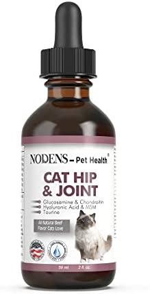 NODENS CAT Hip and Joint Glucosamine for Cats with Chondroitin and Opti-MSM® Hyaluronic Acid for Improved Joint Flexibility and Pain Relief from Inflammation and Cat Arthritis 2 floz