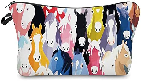 Colorful Cartoon Horses Cosmetic Bag for Women Makeup Bags Travel Waterproof Toiletry Bag Accessories Organizer