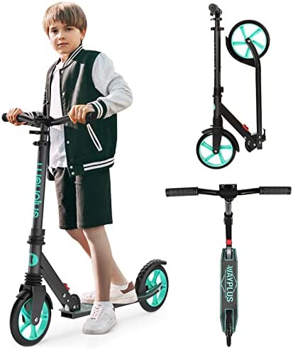 WAYPLUS Kick Scooter for Ages 6+,Kid, Teens & Adults. Max Load 240 LBS. Foldable, Lightweight, 8IN Big Wheels for Kids, Teen and Adults, 4 Adjustable Levels. Bearing ABEC9