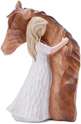 BAOPLAYKIDS Horse Gifts for Women Girls Horse Lovers, Girl Embrace Horse Figurine Statue Decor for Home, Horses Memorial Keepsake Gifts, Sculpted Hand-Painted Figure, Christmas Birthday Gifts