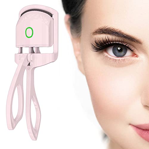 Heated Eyelash Curler,USB Rechargeable Electric Eyelash Curler,Quick Pre-Heat Natural Curl Long Lasting,Pink