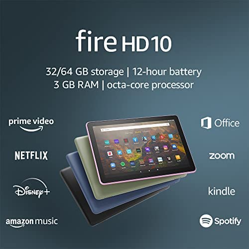 Certified Refurbished Fire HD 10 tablet, 10.1″, 1080p Full HD, 32 GB, latest model (2021 release), Black