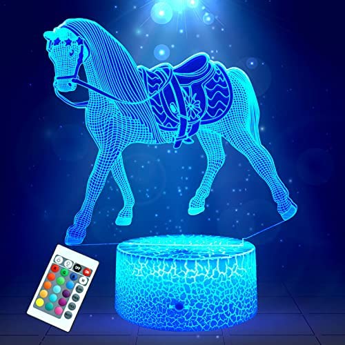 Horse Gifts Night Lights for Kids with Remote & Smart Touch Horse Lamp for Kids Room Decor 16 Colors Changing Dimmable Horse Toys 1 2 3 4 5 6 7 8 Year Old Boy Girl Gifts(Horse)
