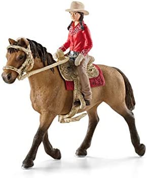 Schleich Horse Club, Western Rodeo Horse Toys for Girls and Boys, Western Rider with Horse Figurine, Ages 5+