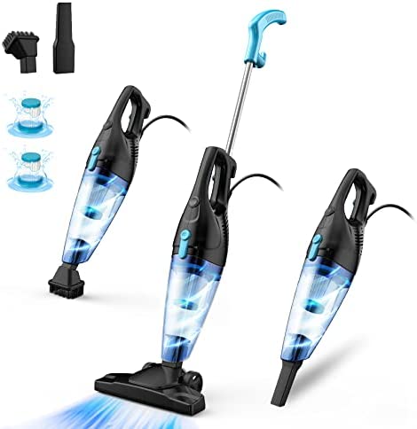 TC-JUNESUN Stick Vacuum Cleaner, 4 in 1 Lightweight Corded Vac with Handheld, 400W 15kpa Powerful Suction Small Dorm Vacuum Cleaner Portable with HEPA Filters, for Sofa, Curtains, Hard floor, Pet Hair
