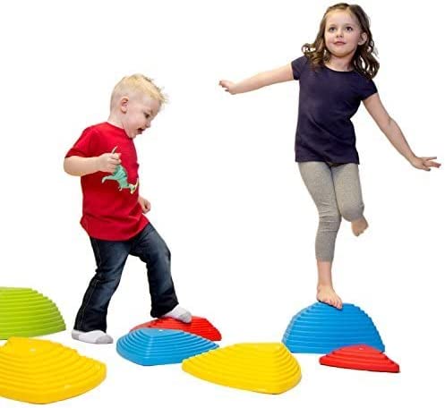 JumpOff Jo Rocksteady Balance Stepping Stones for Kids, Promotes Balance & Coordination, Set of 6 Balance Blocks, Tall Set