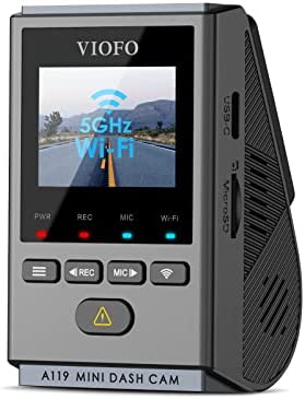 VIOFO A119 Mini Dash Cam 2K 60fps, 5GHz WiFi Dash Camera for Cars, Built-in GPS, HDR Super Night Sensibility, 140° View Angle, Buffered Parking Modes, Emergency Record, Voice Notification