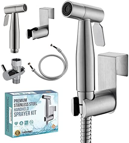 NRA Trader – Handheld Bidet Sprayer Kit, Stainless Steel Bidet Attachment for Toilet and Wall Mounting Options, Multifunctional Handheld Bidet for Personal Washing, Cleaning Things, Pets and More