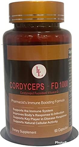 L & L Supplement Cordyceps FD1000 | Non GMO & Gluten Free Brain Focus Mushroom Powder Extract Capsules | Improve Immune System, Energy & Endurance – 60 Capsules