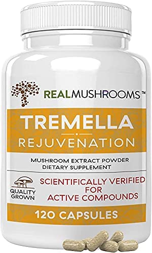 Real Mushrooms Tremella Mushroom Supplement (120ct) Mushroom Blend for Immunity, Brain, and Skin – Vegan, Organic Mushroom Powder Capsules – Immune Supplement with Verified Levels of Beta-Glucans