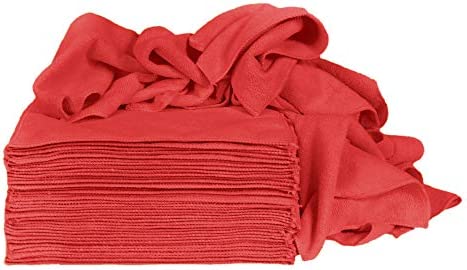CleanAide Microfiber Cleaning Towels, Reusable Lint-Free and Absorbent Cloth for Kitchen and Car Use, 300GSM, 12 x 12 in. Red, 50-Pack