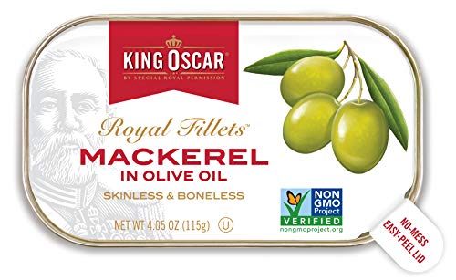 King Oscar Skinless & Boneless Mackerel Fillets in Olive Oil, 4.05 Ounce, 12 Count