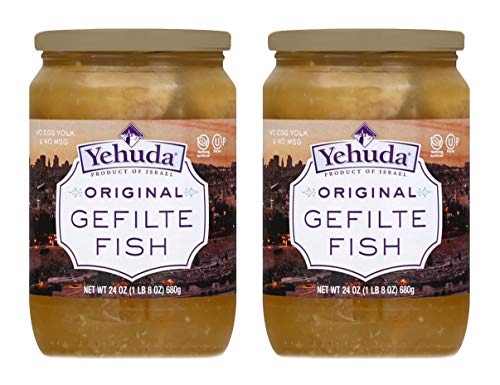 Yehuda Original Gefilte Fish 24oz (2 Pack) Premium Quality, No MSG, Original Home Style Recipe, No Egg Yolk, Kosher For Passover, Product of Israel