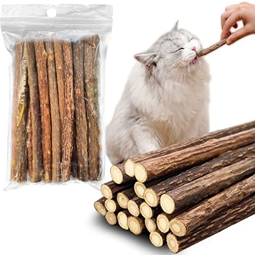 AGYM Cat Catnip Silvervine Stick 20 Packs, Cat Chew Toys for Cleaning Teeth, Relaxing, Improving Digestion, Pure Nature Cat Catnip Toys, Neither Addicting Nor Harmful