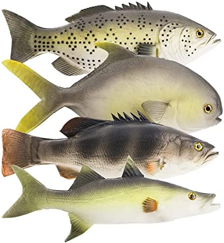 ZENFUN Set of 4 Artificial Fish Models, Simulated Fake Fish Plastic Lifelike Sea Fish Set, Pretend Realistic Fake Fishes for Photography Props, Party Display, Kitchen Decor