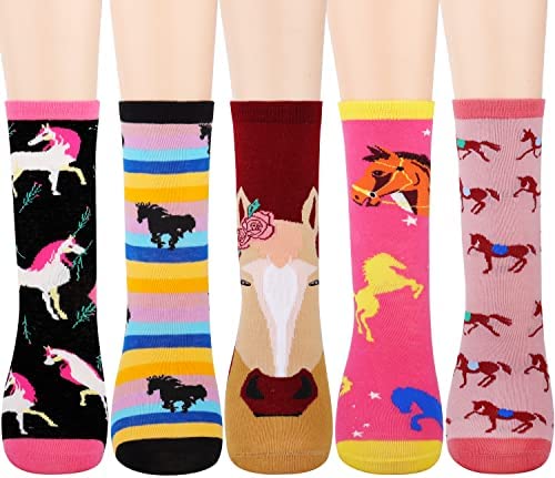 Jeasona Kids Socks Girls Boys Socks Horse Gifts for Girls Panda Cat Dinosaur