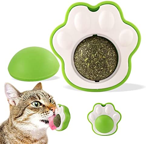 Havenfly Catnip Ball, Edible Catnip Balls for Cats Wall, Kitty Toys for Catnip Wall Ball, Rotatable Mint Ball Kitten Chew Treats for Teeth Cleaning Biting Dental Care