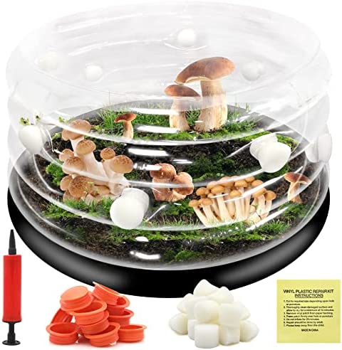BiPawTi Mushroom Monotub 13.4Gal Home Inflatable Mushroom Grow kit, Plugs & Filters for Fresh Air Exchange, Inflatable for Easy Storage, Reusable Alternative to Mushroom Grow Bags