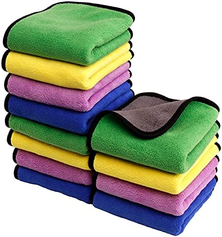12pcs 15.7″x15.7″ 600gsm Thickened Microfiber Cleaning Cloth,Super Absorbent Reusable Plush Auto Detailing Towels,Premium Microfiber Towels for Car Washing and Drying,Polishing, Wax Removal etc.