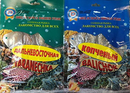 (pack of 2) Assorted “TARANECHKA” and “BALICHOK” (Dried Fish) “THAILAND”, Vacum Packed in Plastic Bag